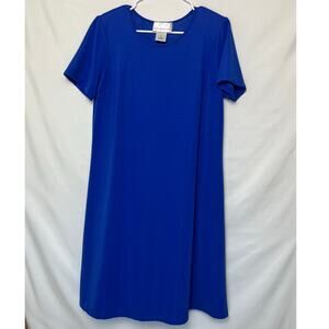 Susan Graver Women’s Size M Blue Liquid Knit Short Sleeve Midi Dress Casual Work